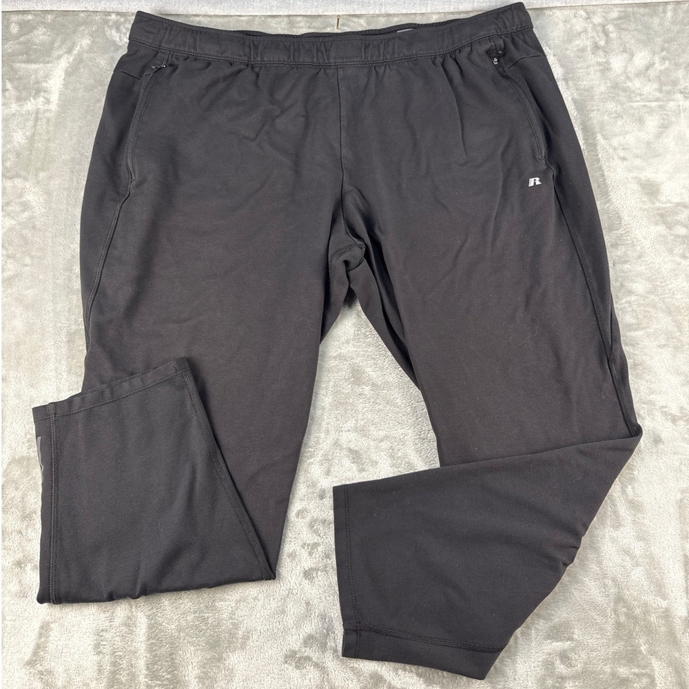 Russell Pants Mens 3XL Athletic Black Zipper Pockets Reflective EUC